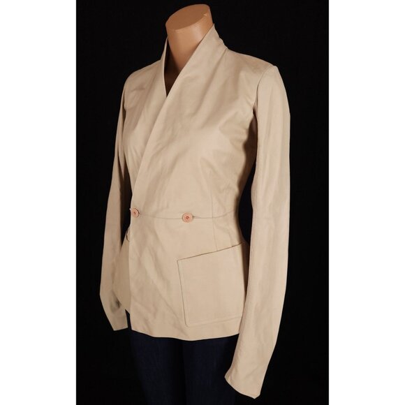 Rick Owens Calf Leather Blazer Jacket Size 40 US 6 Slim Womens Beige $2160 - Picture 4 of 12